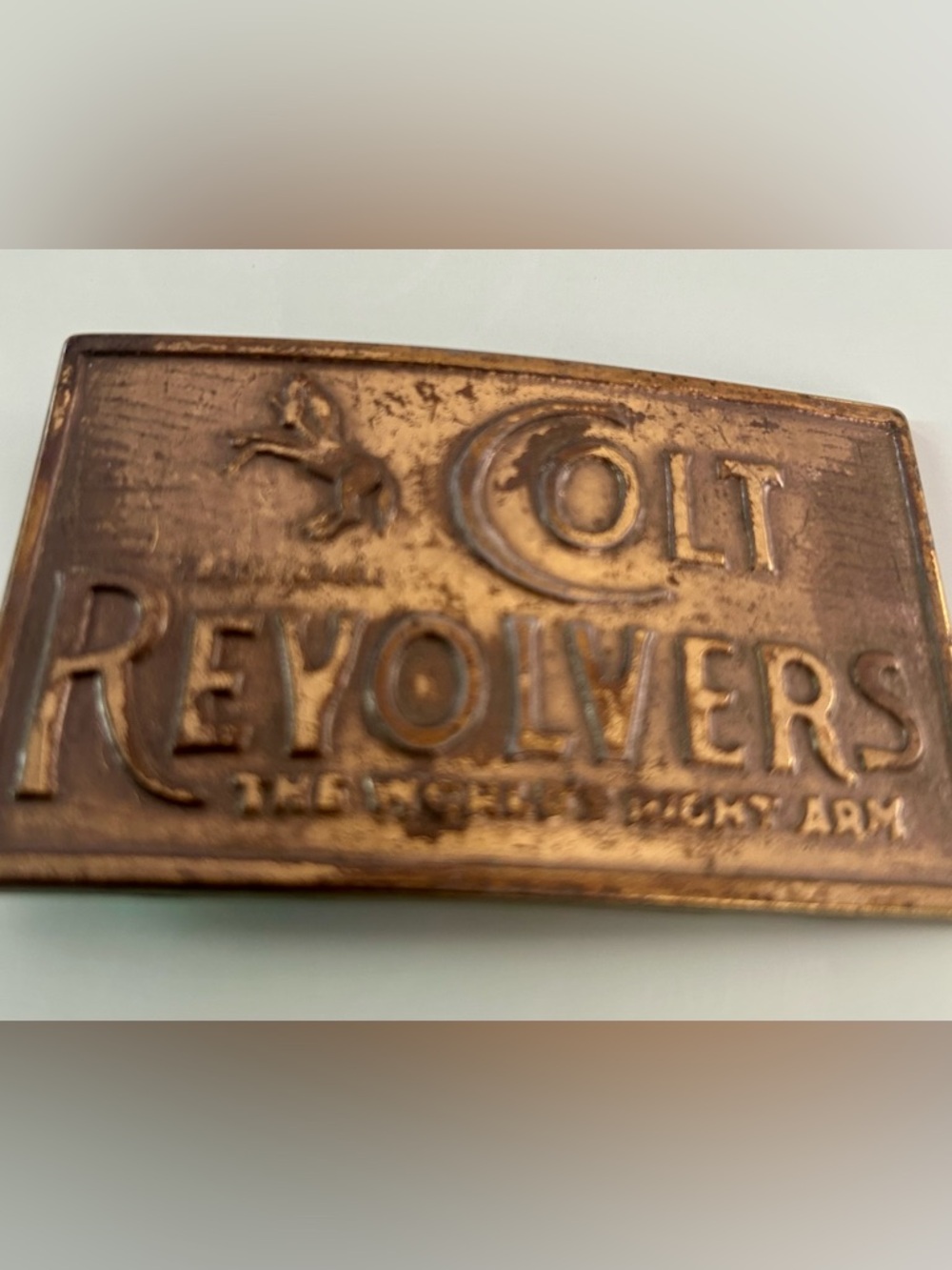 Vintage Colt Revolver Brass Belt Buckle